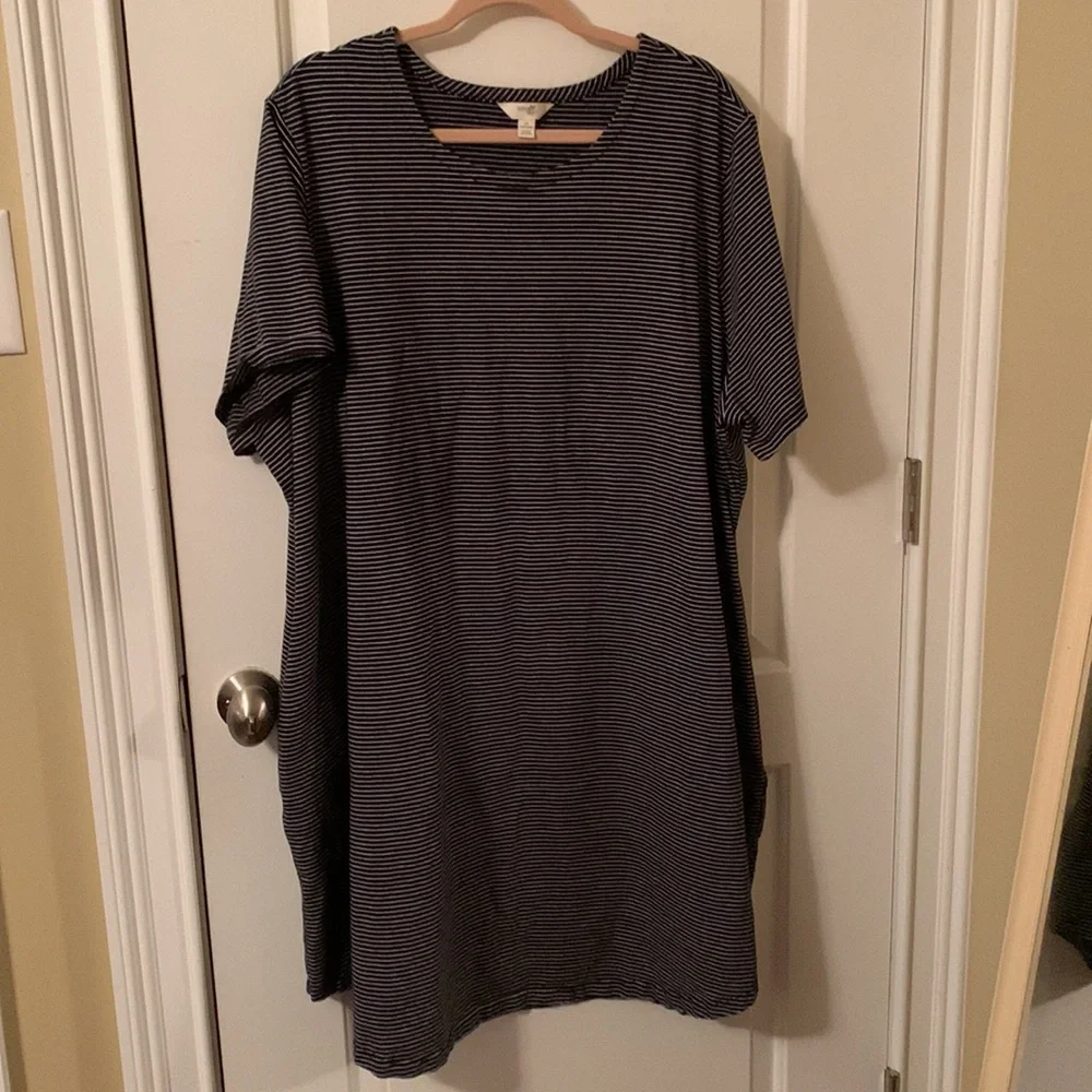 EUC Terra & Sky black&white striped midi stretchy dress w/pockets 3x(24W-26W) - Picture 2 of 11